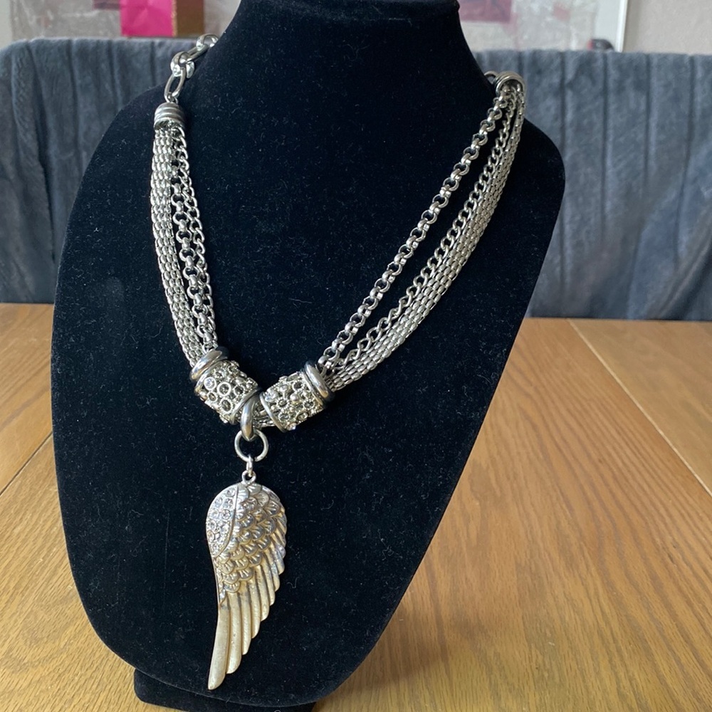Silver Angel Wing with Rhinestones. - Picture 3 of 4